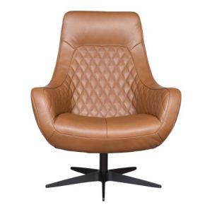 Draaifauteuil Odivelas M leder oasis 150 cognac/ wiebertjes in rug voet: 32