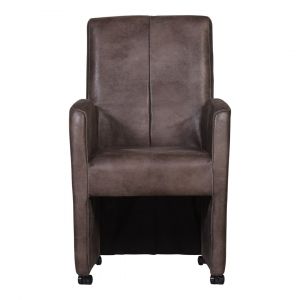 Armstoel Sheldon 303 leder amazone grey Met handgreep RVS/ wielen: zwart