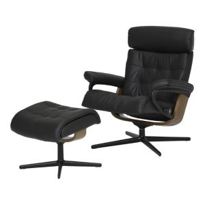 Fauteuil + Hocker Erik 1368317 Cross L Leder Paloma 19 Black