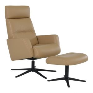 Relaxfauteuil & Hocker Parthos 3400 Leder Prime P0331 Tuscan Onderstel Classic Alu Black (B4)