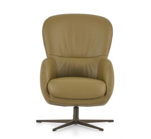 Draaifauteuil Levi Hoog 100244D Leder WM102 Forest (L30). Poot KMF3 Perle Brown