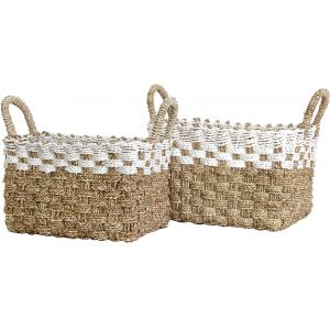 Zanzibar Basket Seagrass-white Set/2