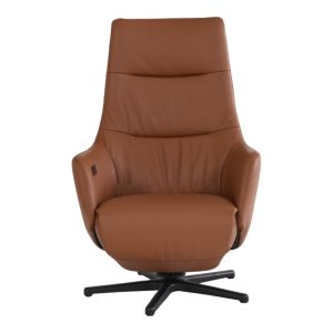 Sta-Op Fauteuil Nevina 1009 S leder supreme 1184 brandy/ Herzwaage stervoet: 84 zwart/ Manueel