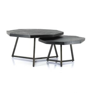 1646 Coffeetable Octagon Black Set/2 H42x76x76/H35x60x60 cm