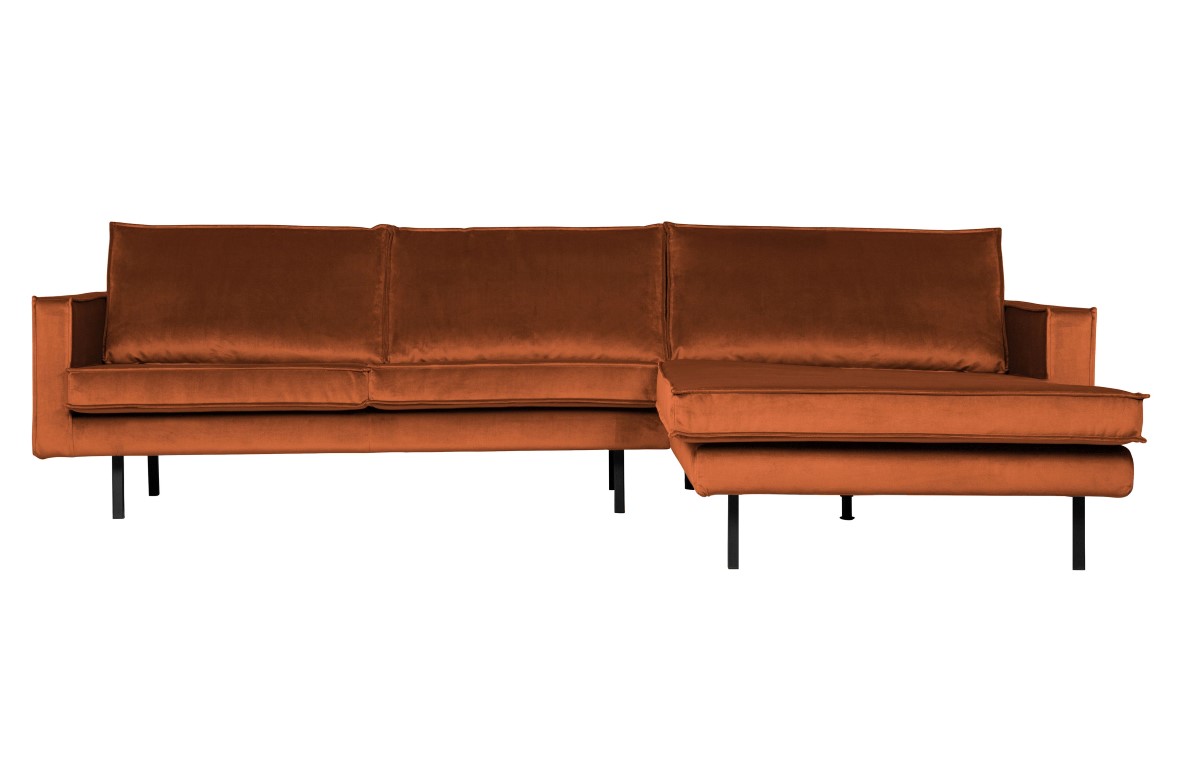 BePureHome Chaise Longue Rechts Rodeo Velvet Roest
