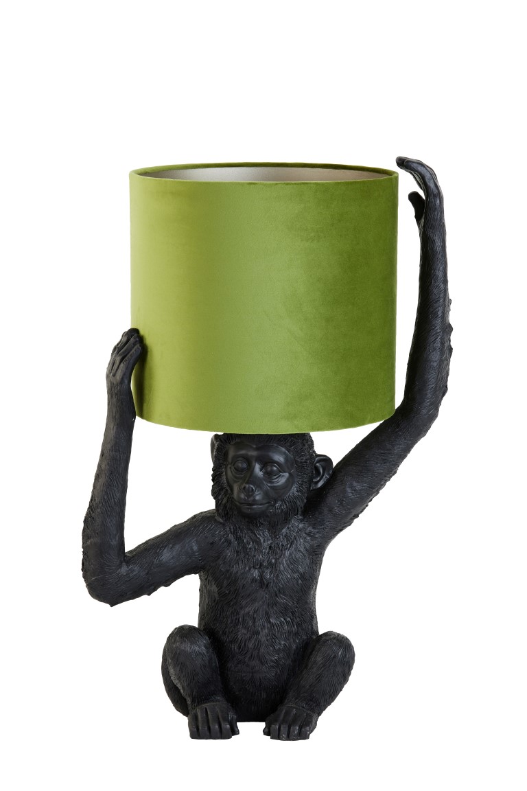 Light & Living Tafellamp Monkey Zwart/Groen 46x32